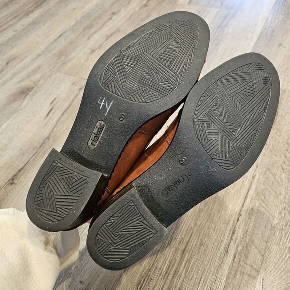 Rieker Brown Leather European Comfort Shoes Booties Slip On Size 6 US - Picture 9 of 12